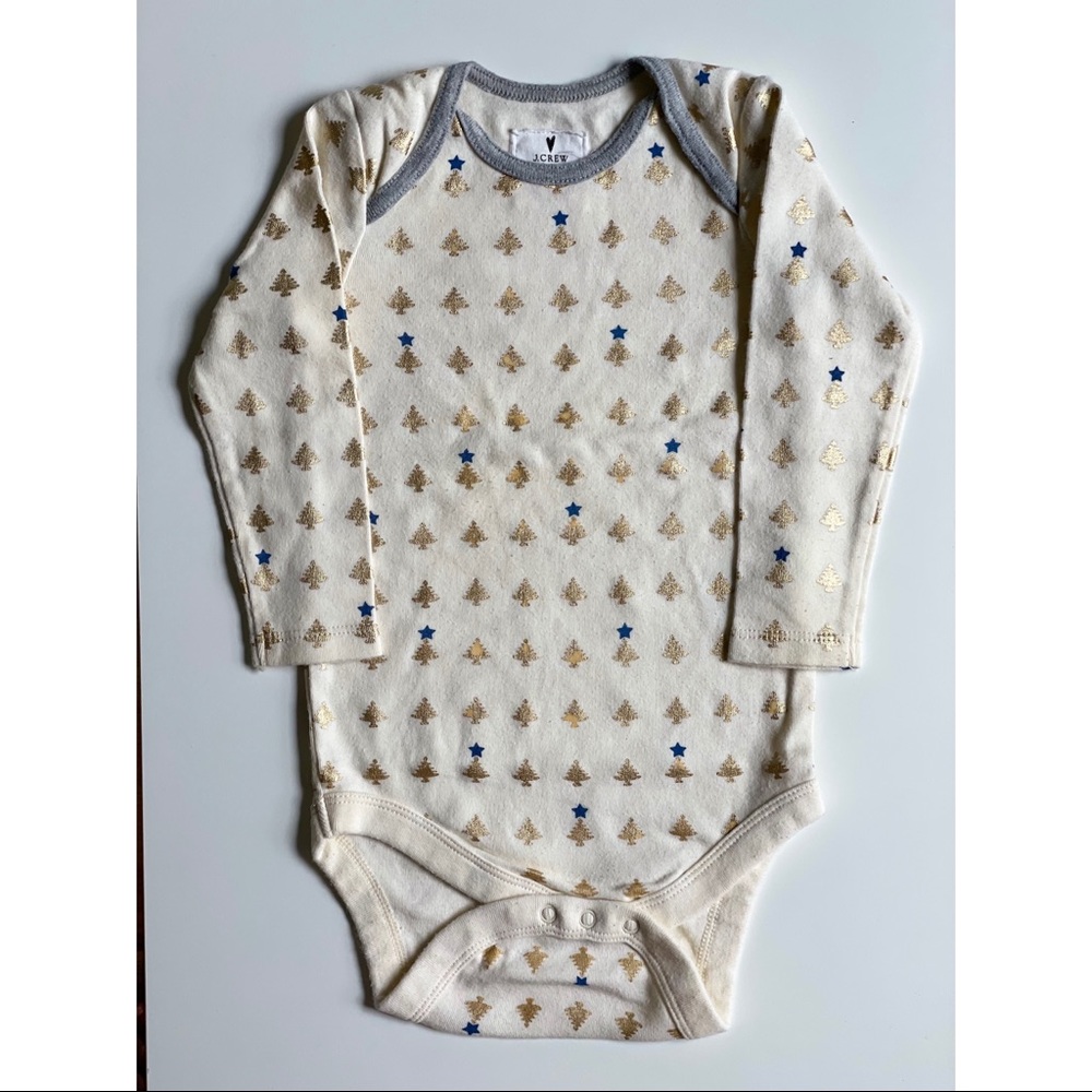 J.Crew Gold Foil Pine Tree Onesie